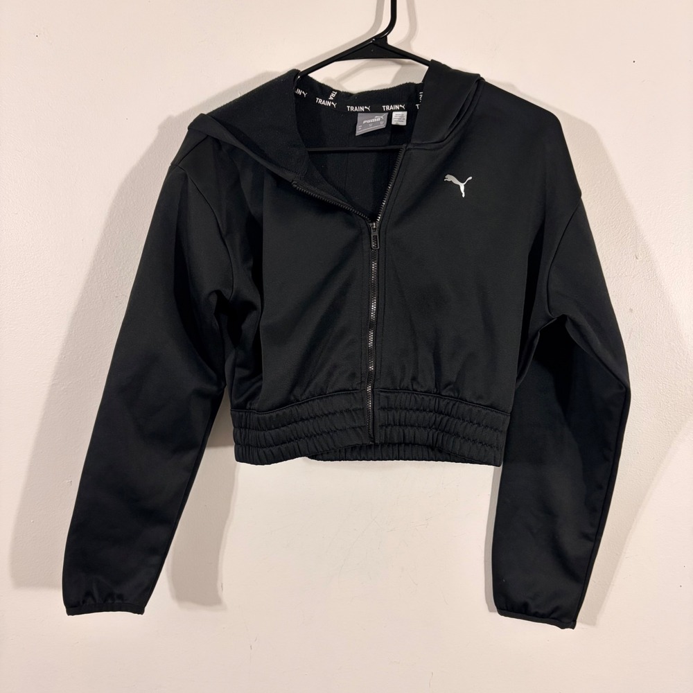 Puma Train Cropped Full Zip Hoodie Womens XS Black  Activewear 525036-01